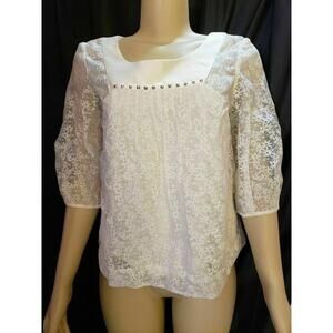 3.1 Phillip Lim women's Blouse with Embellished ivory with metal trimming Sz 4